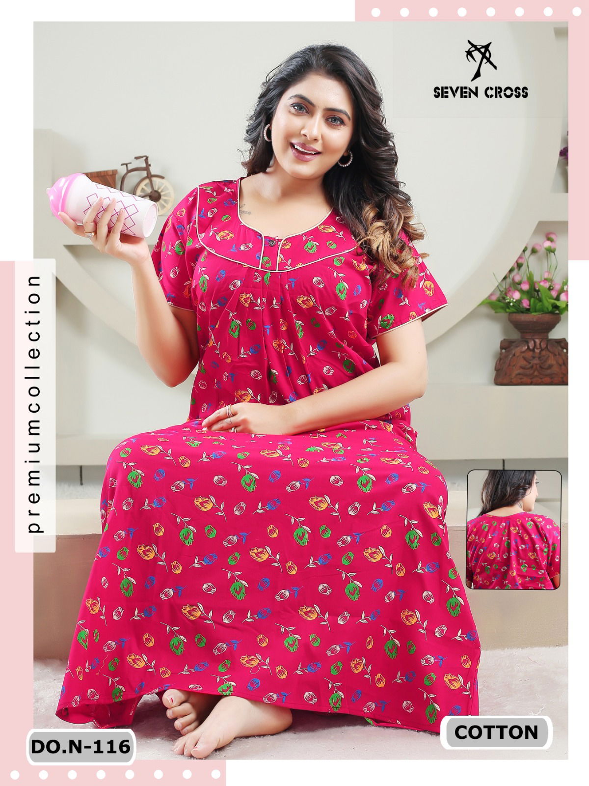 Cotton 101 Seven Cross Night Wear Printed Cotton Nighty Wholesale Market In Surat
